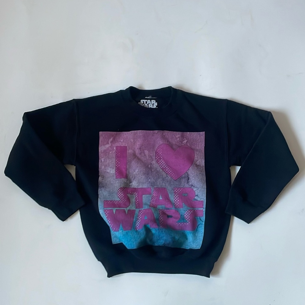 Lucas Film black crew neck I love Star Wars sweatshirt sz S